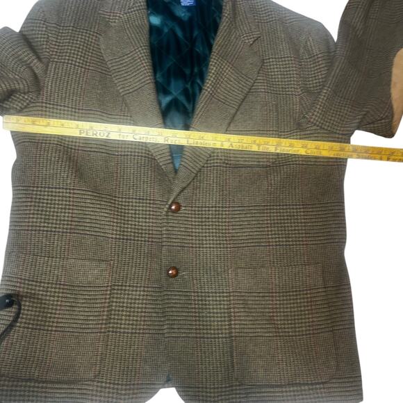 Vintage Nautica Wool Blazer Sport Coat Mens XL  Brown Herringbone Elbow Patch - Picture 7 of 13